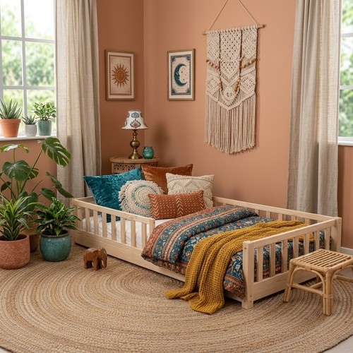 Wooden montessori toddler bed - toddler,