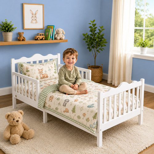 Toddler bed with safety - safety, rails